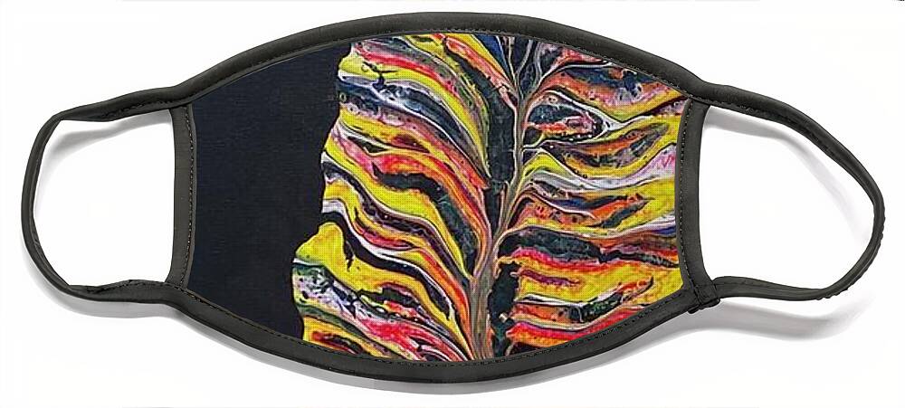 Psychedelic Feather Face Mask featuring the painting Feather by Pour Your heART Out Artworks