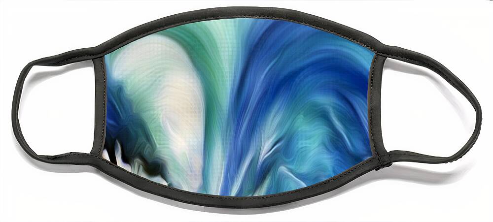 Abstract Art Face Mask featuring the digital art Feathered Waterfall by Ronald Mills