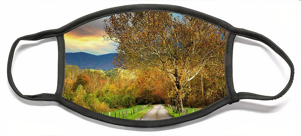 Trail Face Mask featuring the photograph Fence Along Sparks Lane at Cades Cove by Debra and Dave Vanderlaan