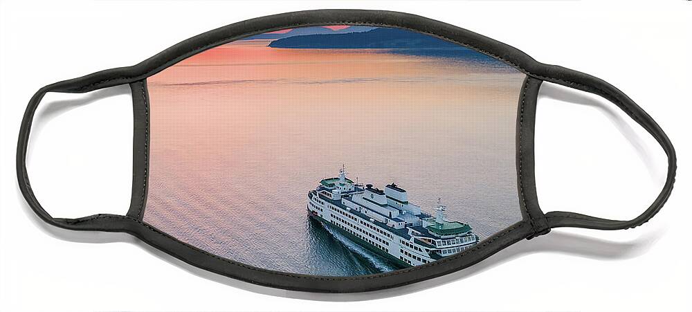 Sunset Face Mask featuring the photograph Ferry Sunset2 Vertical by Michael Rauwolf