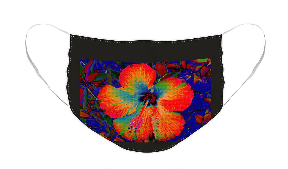 Hibiscus Face Mask featuring the digital art Festooned Hibiscus by Larry Beat
