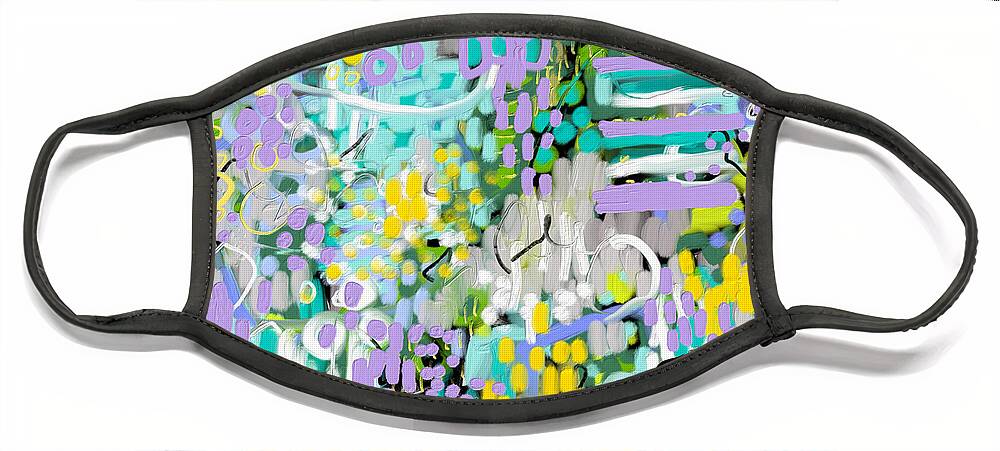 Abstract Flowers Face Mask featuring the mixed media Fields of Winter Flowers by Ann Leech