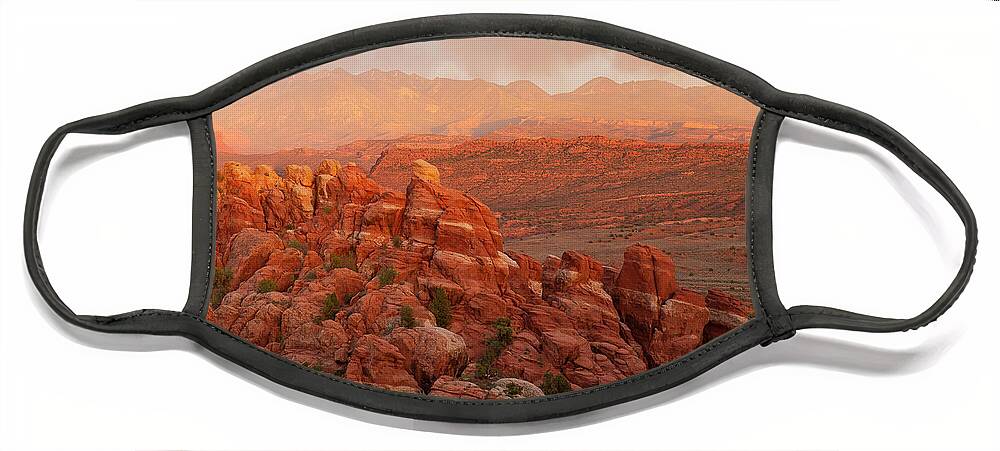 Fiery Furnace Face Mask featuring the photograph Fiery Furnace Sunset by Aaron Spong
