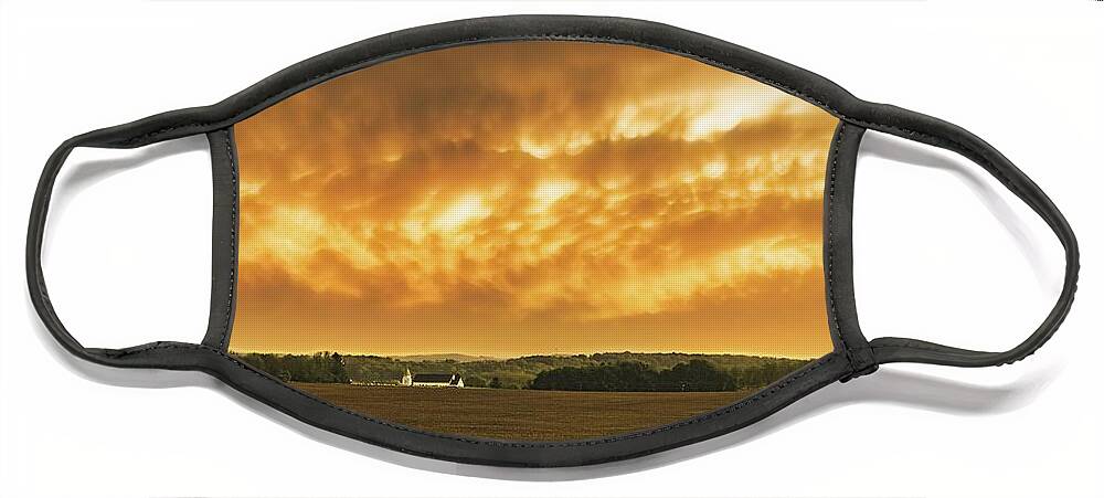 Sunset Face Mask featuring the photograph Fiery Skies Over Pennsylvania Landscape by Jason Fink