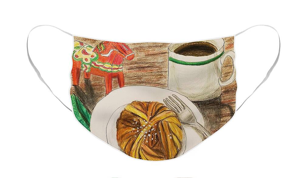 Fika Face Mask featuring the painting Fika by C E Dill
