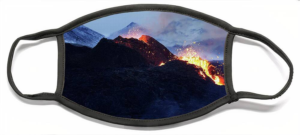 Volcano Face Mask featuring the photograph Fire and ice #1 #1 by Christopher Mathews