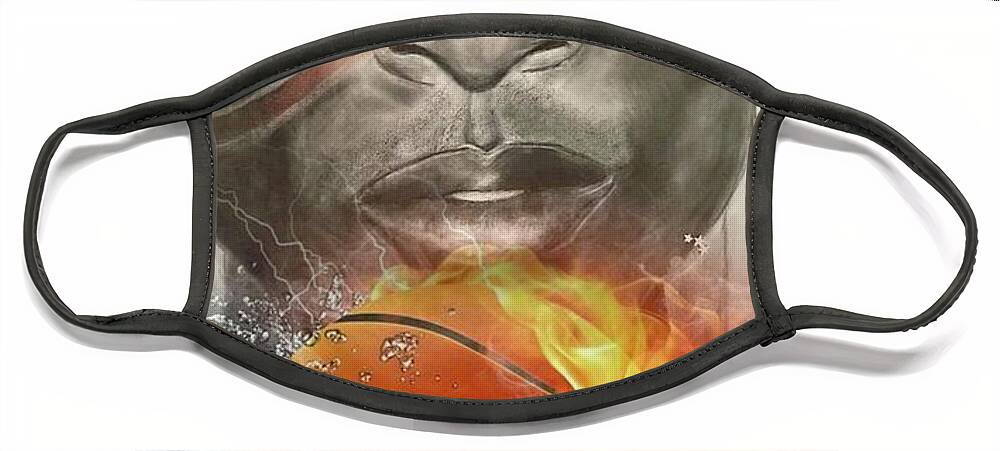  Face Mask featuring the mixed media Fire by Angie ONeal
