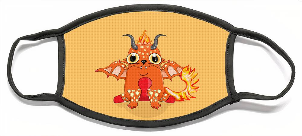 Fire Face Mask featuring the digital art Fire Dragon Chibi by Rose Lewis