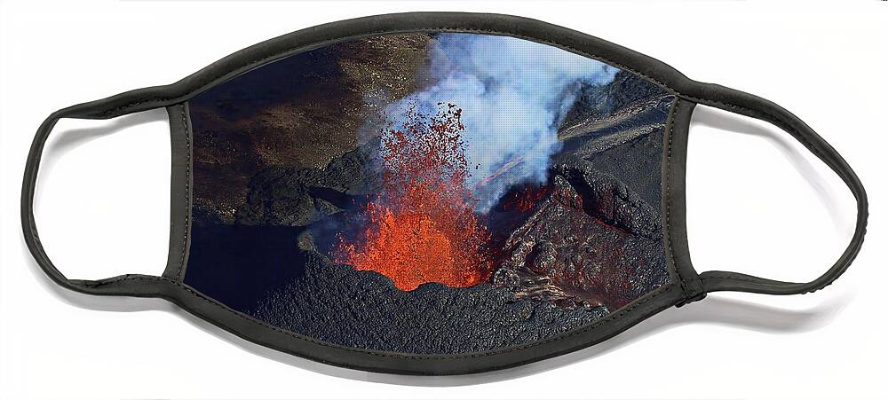 Volcano Face Mask featuring the photograph Fire from the air #2 by Christopher Mathews