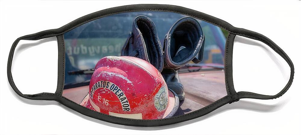 Firefighter Face Mask featuring the photograph Fire Gear-1 by John Kirkland