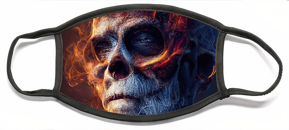 King Face Mask featuring the digital art Fire Skeleton King 01 by Matthias Hauser