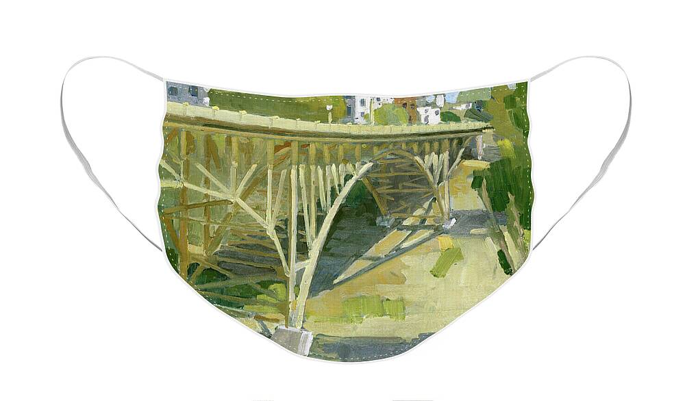 First Avenue Bridge Face Mask featuring the painting First Ave. Bridge, San Diego by Paul Strahm