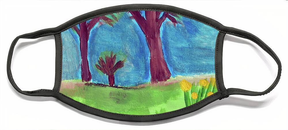 Spring Face Mask featuring the painting First Colors of Spring by Christopher Reed