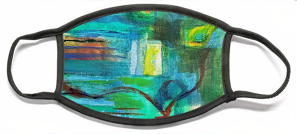 Abstract Face Mask featuring the painting Fish Eyed by Christine Bolden
