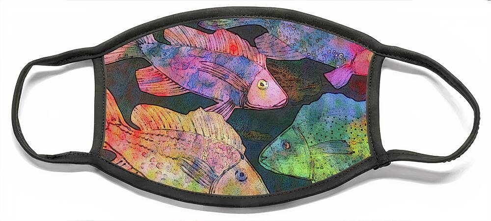 Fish Face Mask featuring the digital art fish painting - New School by Sharon Hudson
