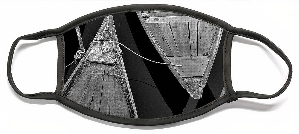 Vietnamese Face Mask featuring the photograph Fishing Flotilla - in black and white  by Daniel M Walsh