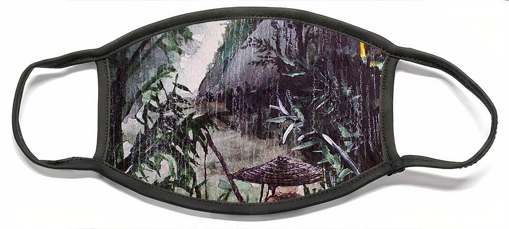 Beautiful Face Mask featuring the painting Fishing by Medea Ioseliani