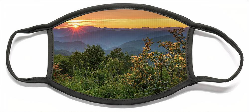 Balsam Mountain Face Mask featuring the photograph Flame Azalea at Sunset by Eric Albright