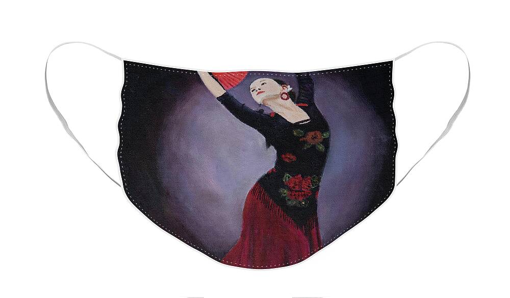 Flamenco Face Mask featuring the painting Flamenco Dancer by Masami IIDA