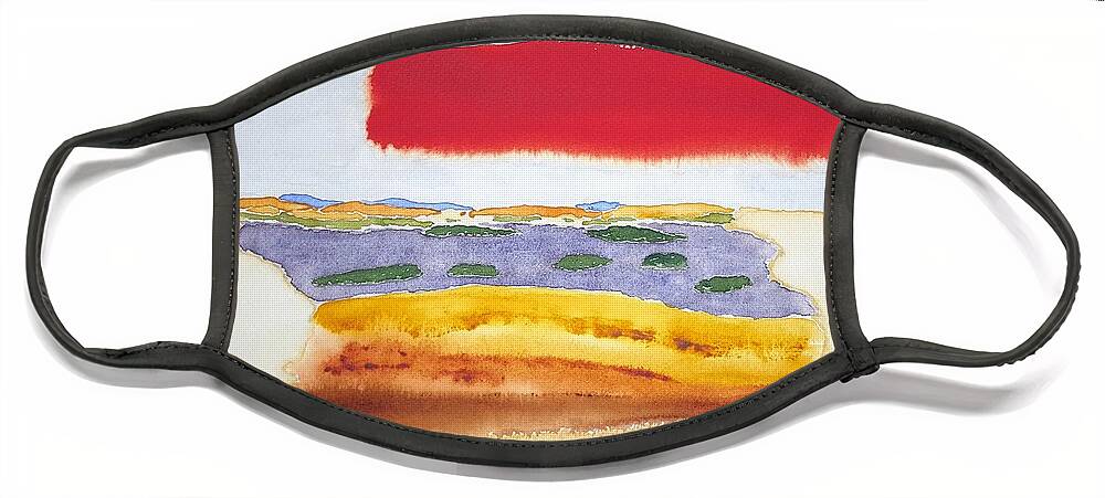 Watercolor Face Mask featuring the painting Floating World by John Klobucher