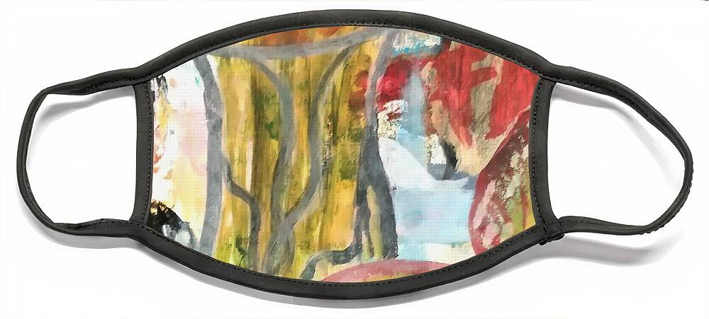 Abstract Face Mask featuring the painting Floral Abstract by Suzanne Berthier