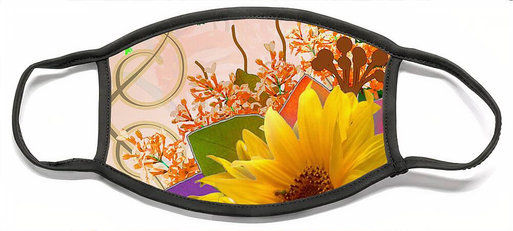 Autumn Face Mask featuring the digital art Floral Autumn Seasonal Card of November Colors by Delynn Addams