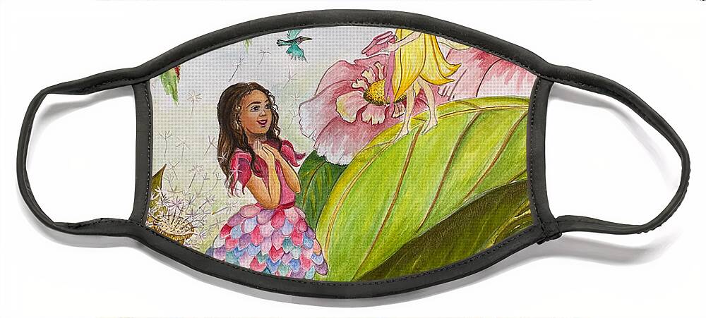 Fairy Face Mask featuring the painting Flower Fairies by Ella Boughton