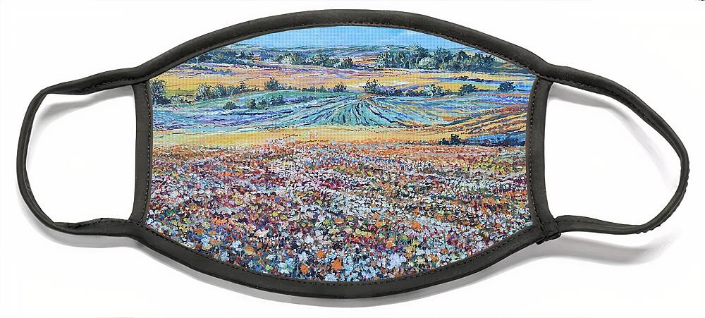 Flower Face Mask featuring the painting Flower Field by Sinisa Saratlic