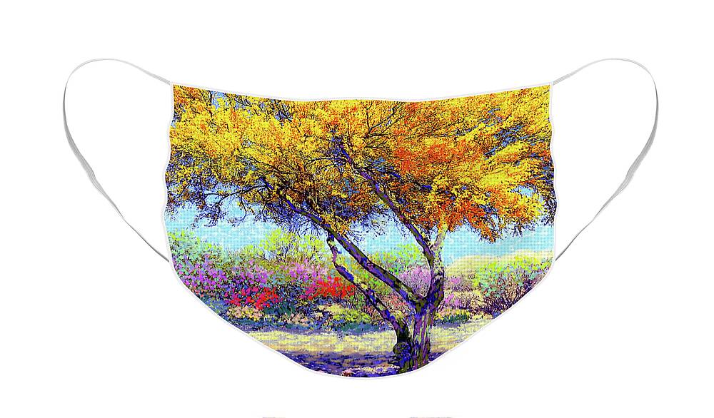 Tree Face Mask featuring the painting Flowering Desert by Jane Small