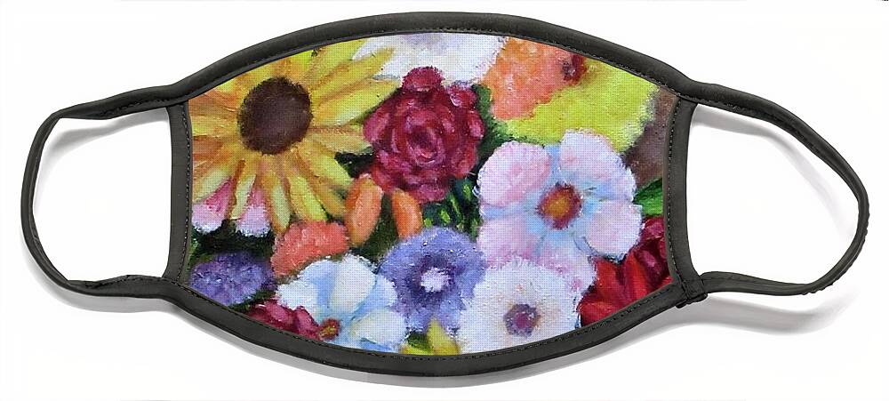 Floral Face Mask featuring the painting Flowers by Gregory Dorosh