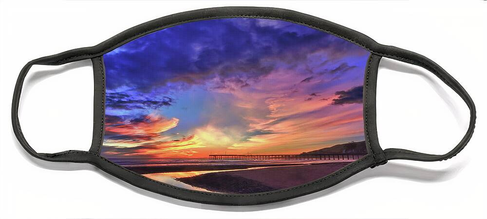 Cayucos Face Mask featuring the photograph Flowing out to the Ocean by Beth Sargent