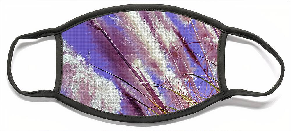 Angle Face Mask featuring the photograph Fluffy Pampas Grass in Pink by Roslyn Wilkins