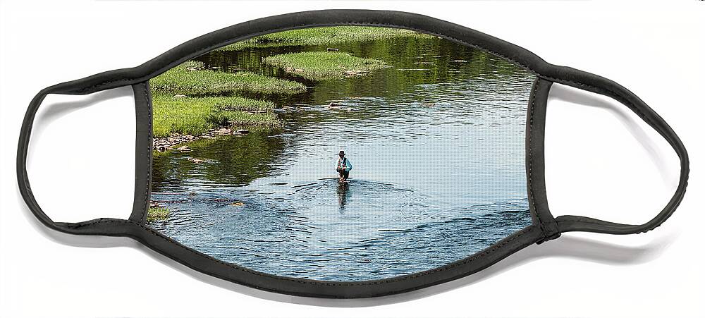 Water Face Mask featuring the photograph Fly Fishing for Trout by Amelia Pearn