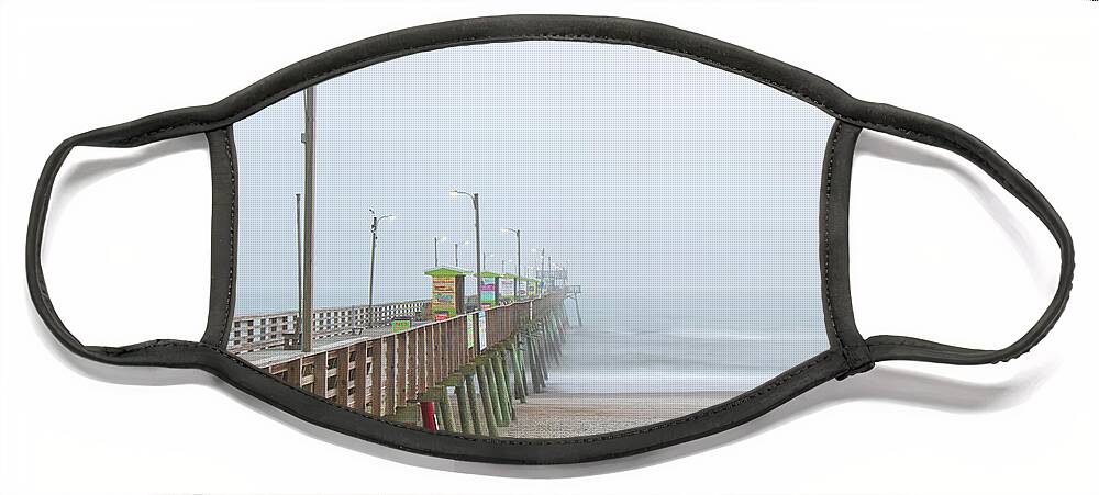 Fishing Face Mask featuring the photograph Foggy Evening at Emerald Isle North Carolina by Bob Decker