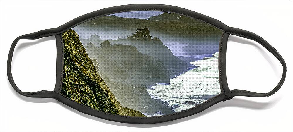 Hills Face Mask featuring the photograph Foggy Misty Coastline by Randy Bradley