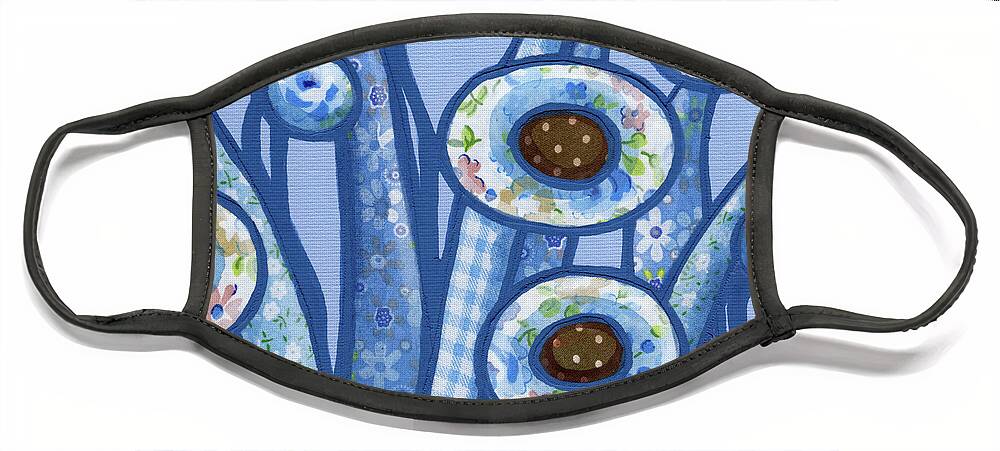 Abstract Face Mask featuring the painting Folk Art Garden Flowers 5 by Amy E Fraser