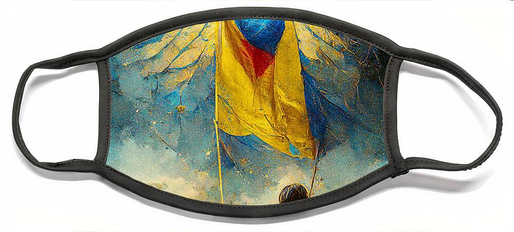 Angel Of Peace Face Mask featuring the painting For the children of Ukraine by Vart