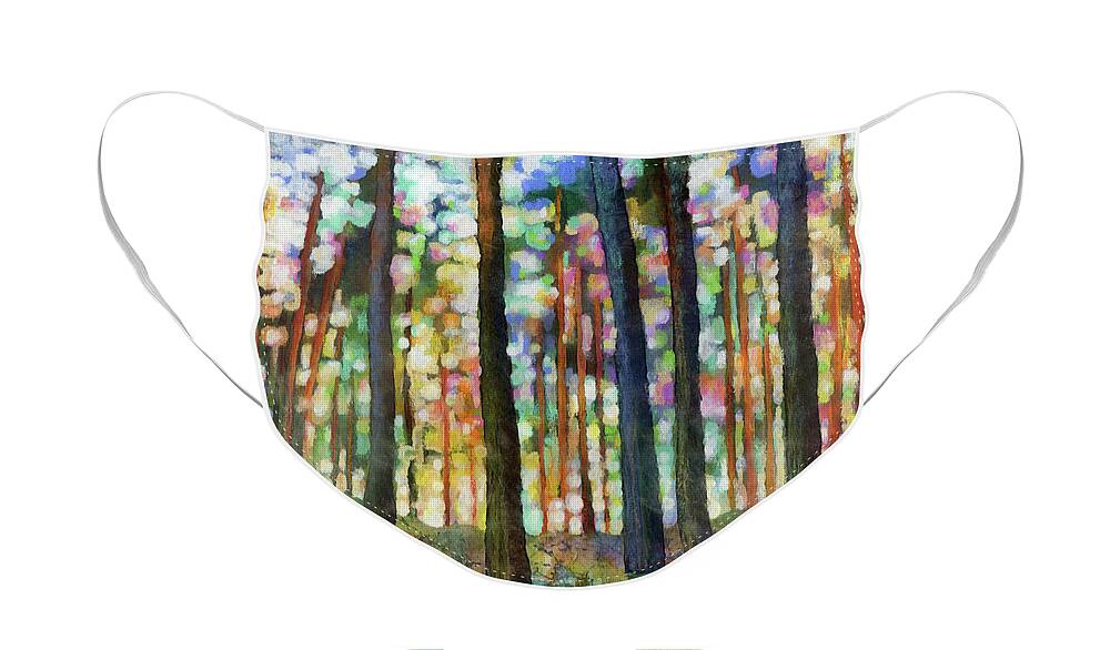Dreaming Face Mask featuring the painting Forest Light by Hailey E Herrera