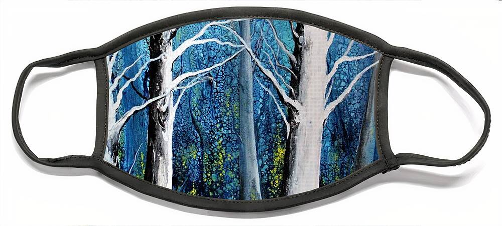 Wall Art Home Decor Forest Magical Forest Art For Sale Posters Abstract Art Pouring Art Acrylic Painting Gift Idea Face Mask featuring the painting Forest by Tanya Harr