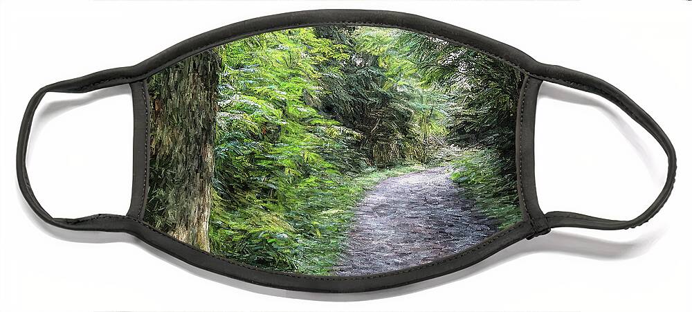Forest Face Mask featuring the digital art Forest Trail by Deb Nakano