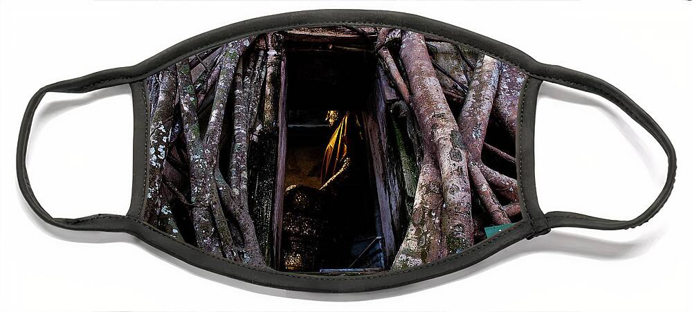 Banyan Face Mask featuring the photograph Forgotten Temple - Wat Ban Kung, Thailand by Earth And Spirit
