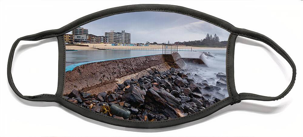 Forster Ocean Baths Australia Face Mask featuring the digital art Forster Ocean Baths 99 by Kevin Chippindall