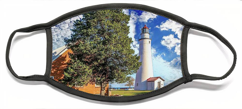 Northernmichigan Face Mask featuring the photograph Fort Gratiot Lighthouse IMG_3660 by Michael Thomas