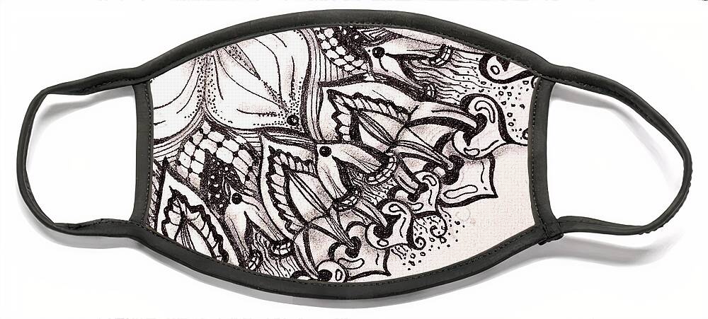 Zentangle Face Mask featuring the mixed media Four Corners 1 by Brenna Woods