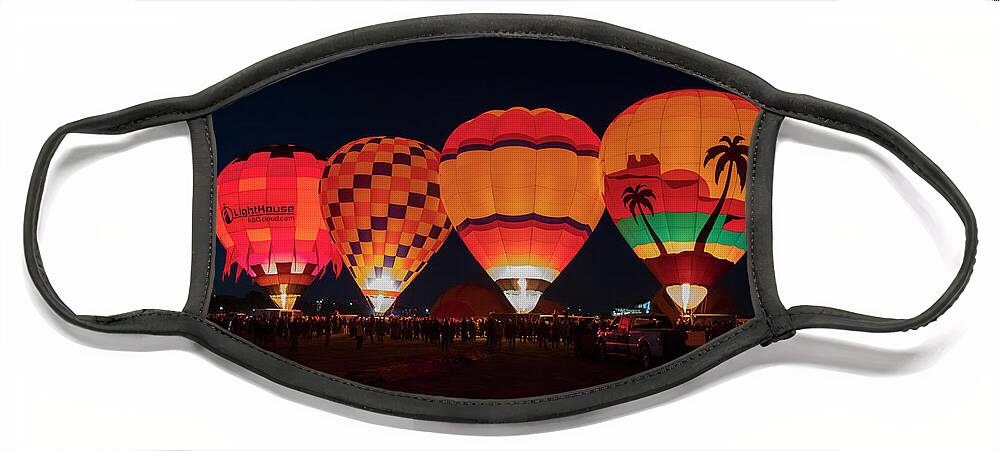 Balloons Face Mask featuring the photograph Four Glowing Balloons by Deborah Penland