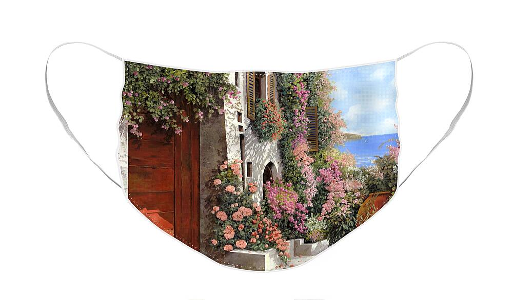4 Seasons Face Mask featuring the painting four seasons- spring in Tuscany by Guido Borelli