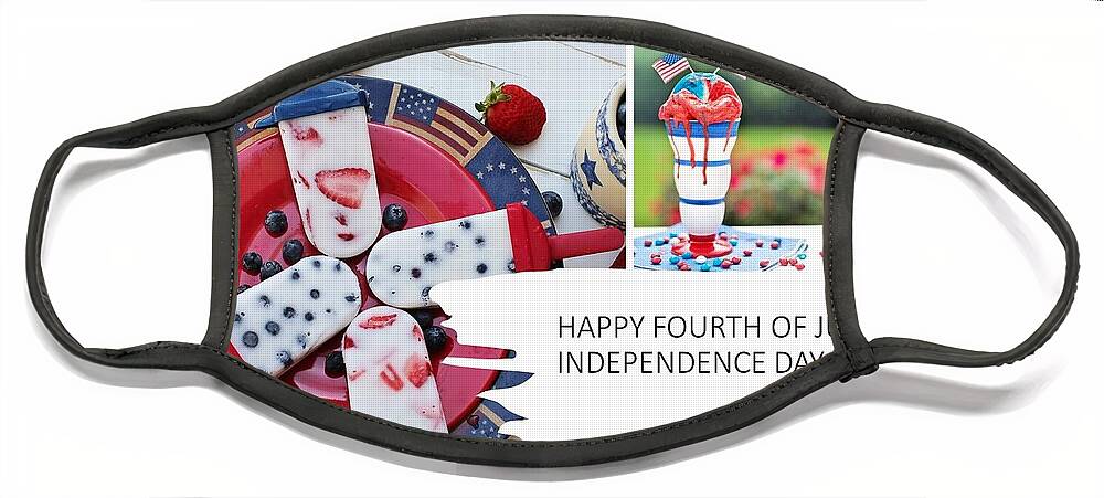 4th Of July Face Mask featuring the mixed media Fourth of July Picnic by Nancy Ayanna Wyatt