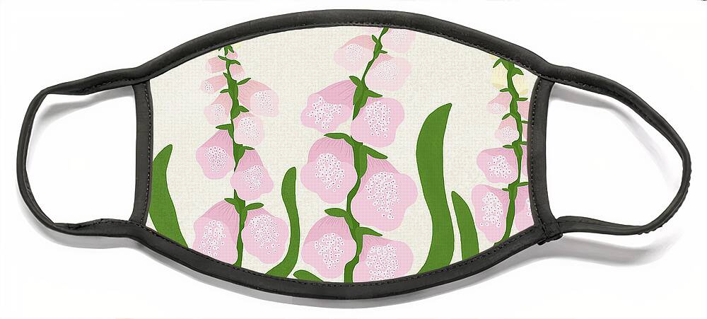 Foxgloves Flowers Face Mask featuring the drawing Foxglove flowers by Min Fen Zhu