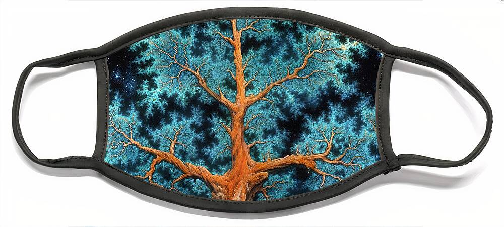 Tree Face Mask featuring the digital art Fractal Tree 40 by Matthias Hauser