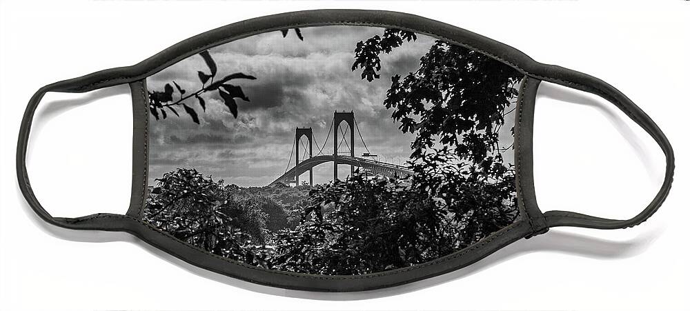 Claiborne Pell Bridge Face Mask featuring the photograph Framing the bridge by Jim Feldman